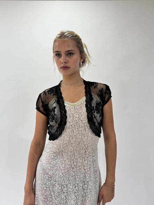 french summer drop | small black lace up cardigan bolero
