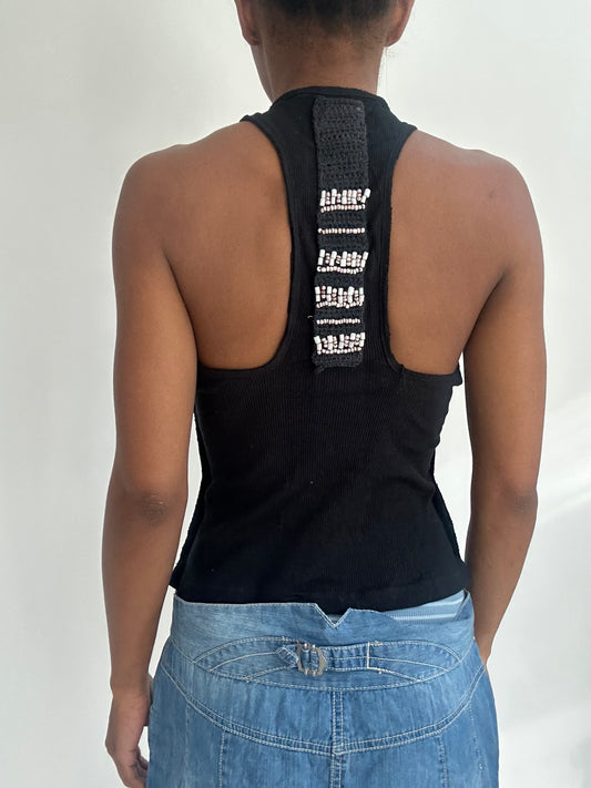 ‼️ | medium black racer back top with beading details