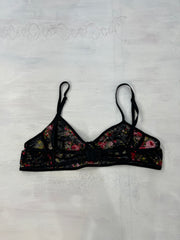 vintage edit ten | large black and red lace floral bralette