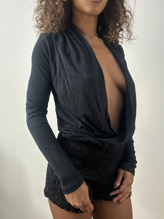 vintage edit: valentine’s day | small black cowl neck draped bodysuit