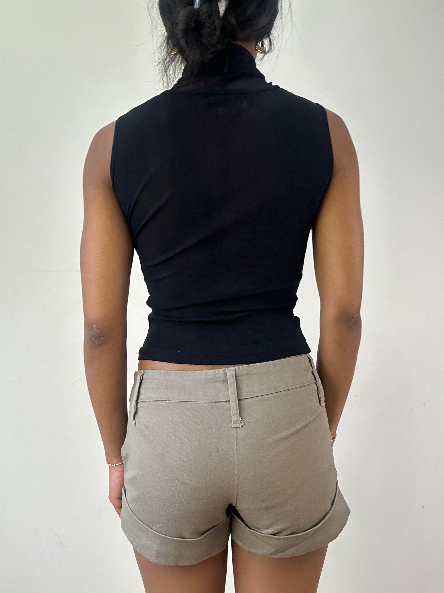 vintage edit twenty-one | small black sheer sequin sleeveless turtleneck top
