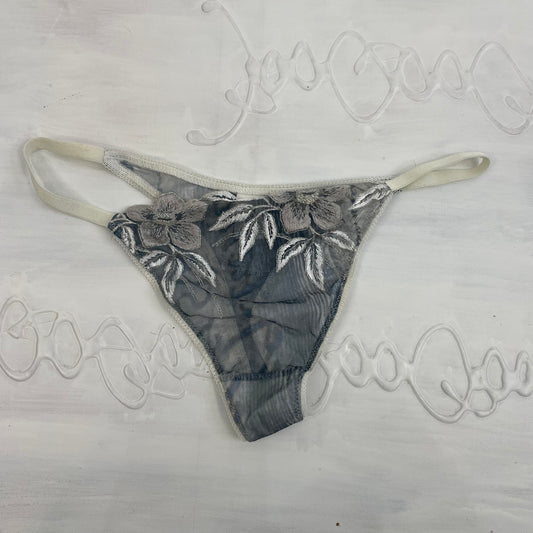 CHALET GIRL DROP | small grey mesh embroidered thong