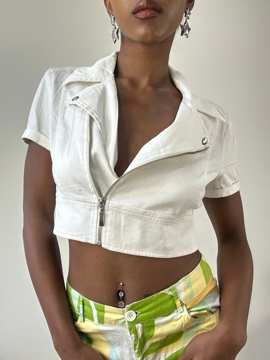 BEST PICKS | extra small white cropped zip up jacket