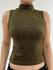 ‼️ | small golden sleeveless high neck top