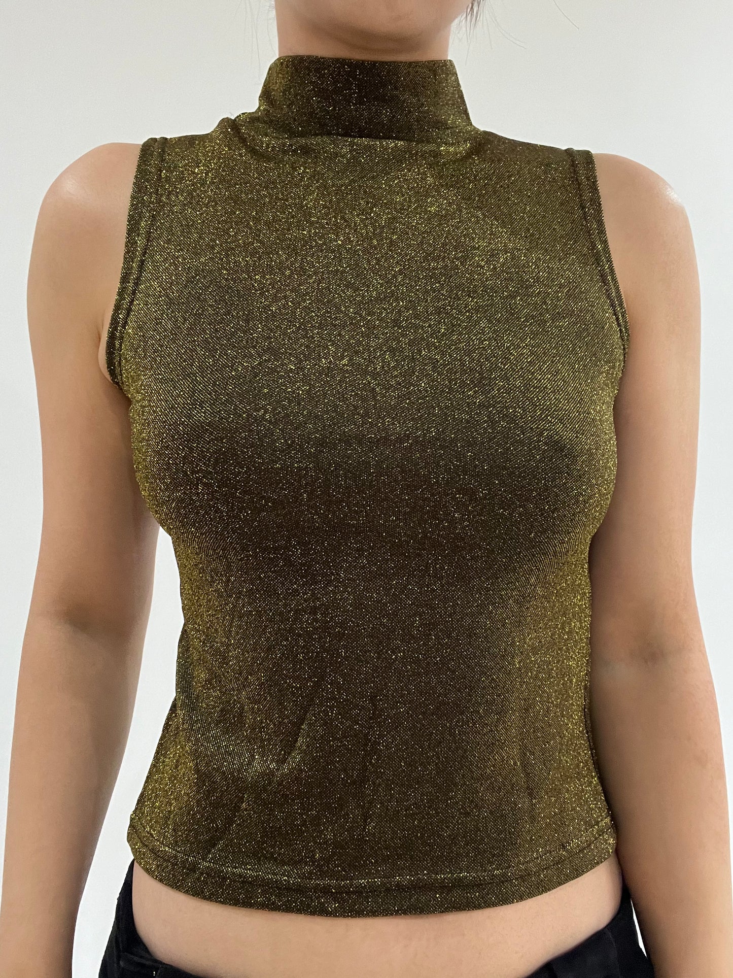 ‼️ | small golden sleeveless high neck top