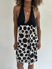 euro trash | small black and white halter neck spotted dress