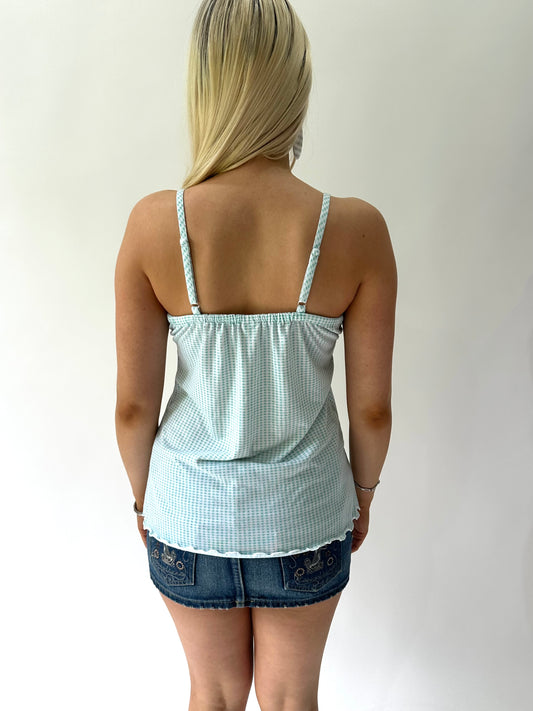 sailor drop | small blue and white gingham cami top