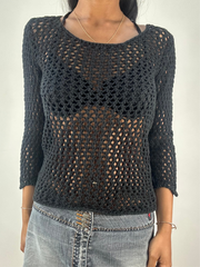 💚 vintage edit eighteen | small black crotchet knit jumper