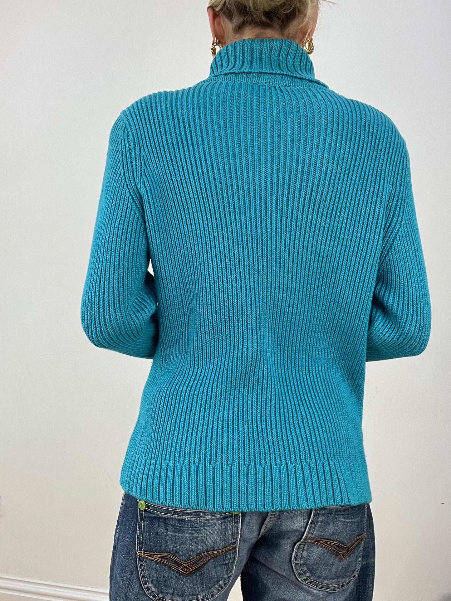 countryside | medium blue roll neck knitted jumper