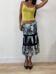 vintage edit twenty-five | Pequeno azul e preto zebra impressão midi disque