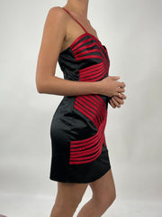 TAYLOR SWIFT DROP | medium black old label topshop dress with red stripes