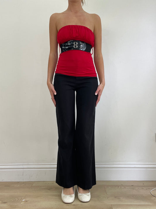 vintage edit twenty-four | small red bandeau with black belt detail