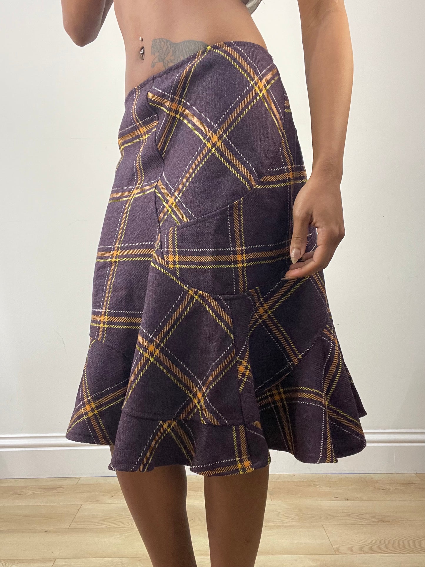 vintage edit: fashion week | small purple plaid fluted midi skirt
