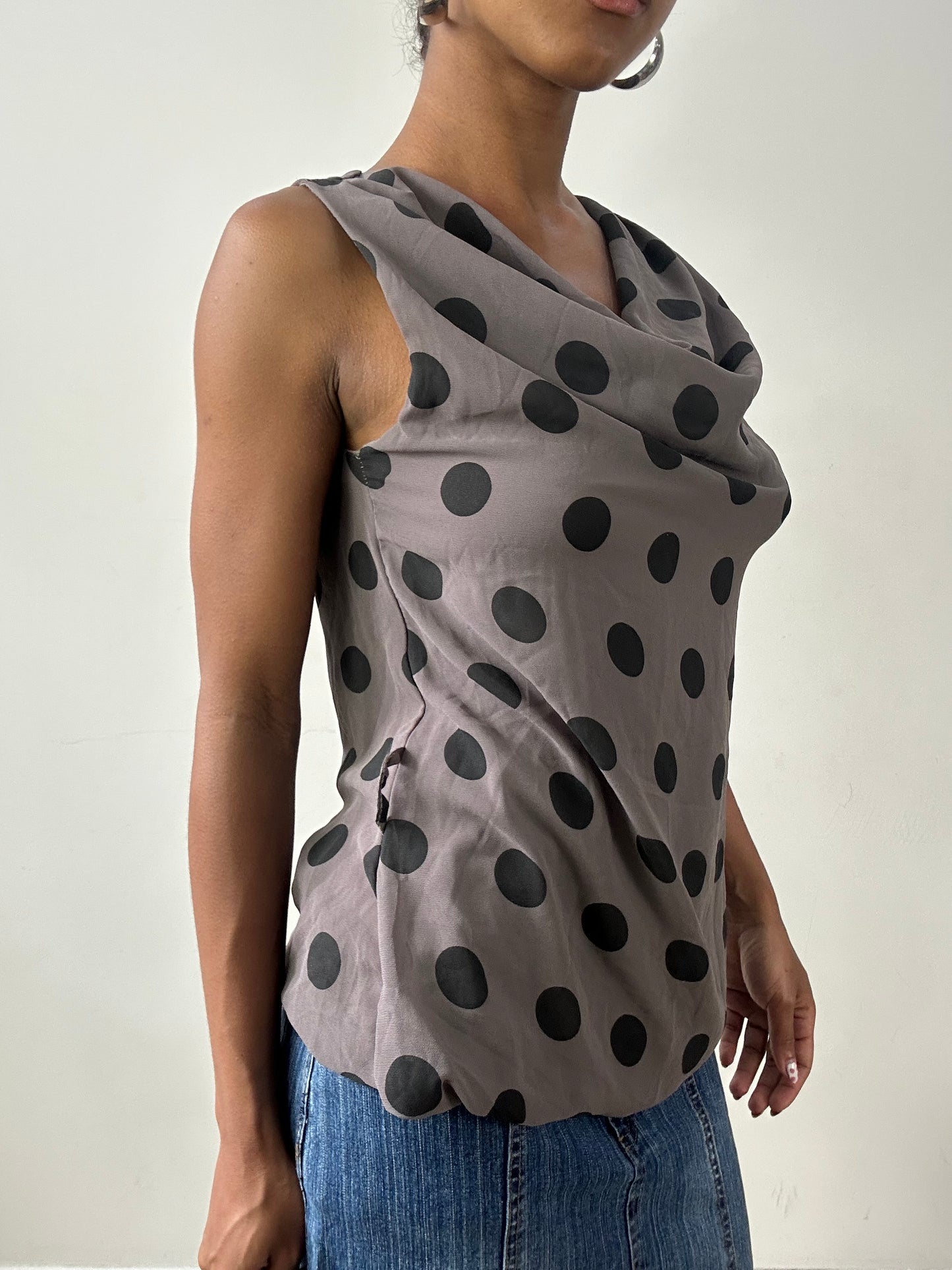 vintage edit twenty-nine | medium grey polka dot top