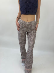 COASTAL COWGIRL DROP | extra small pink and brown paisley flared trousers