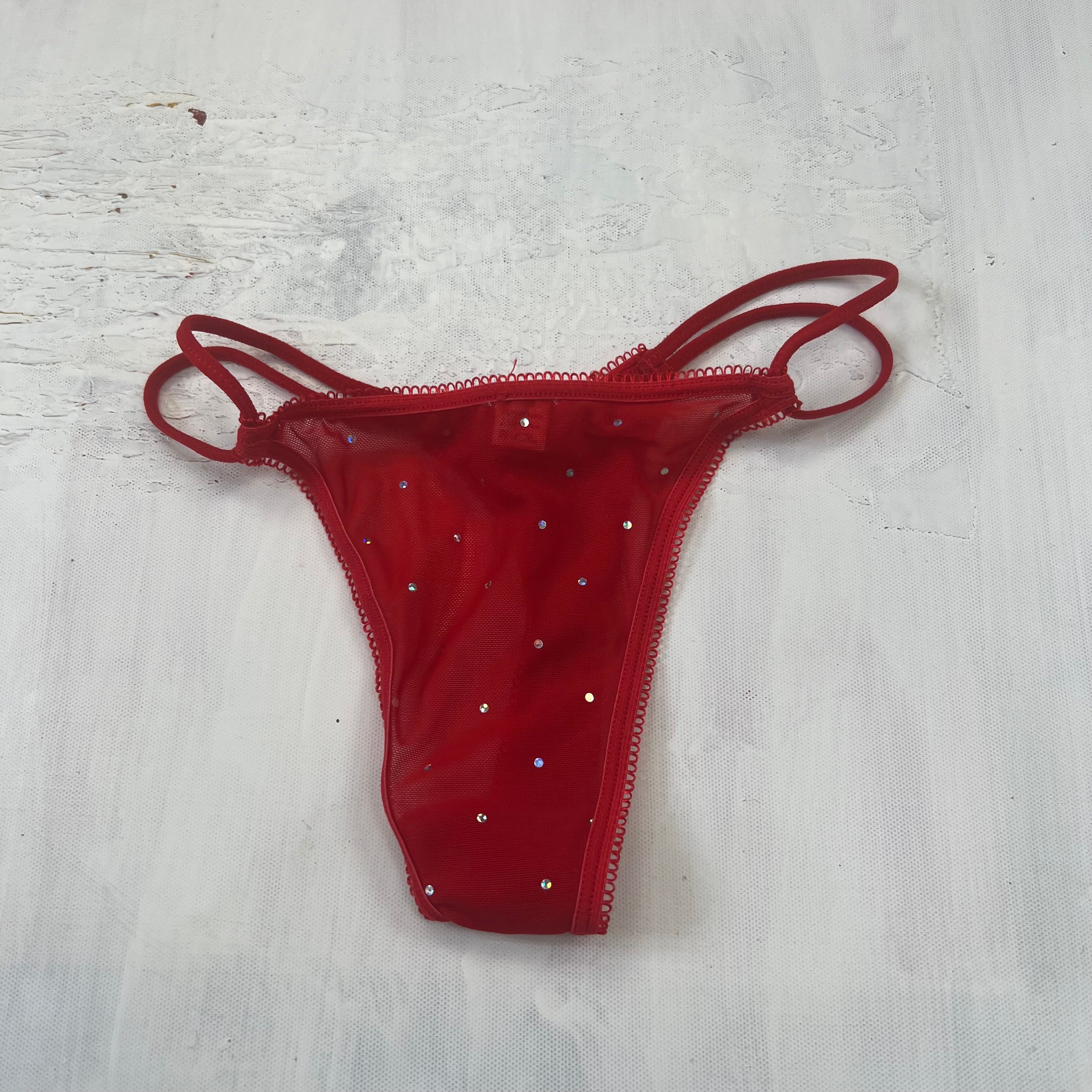PROM SEASON DROP | small red thong with diamanté detail