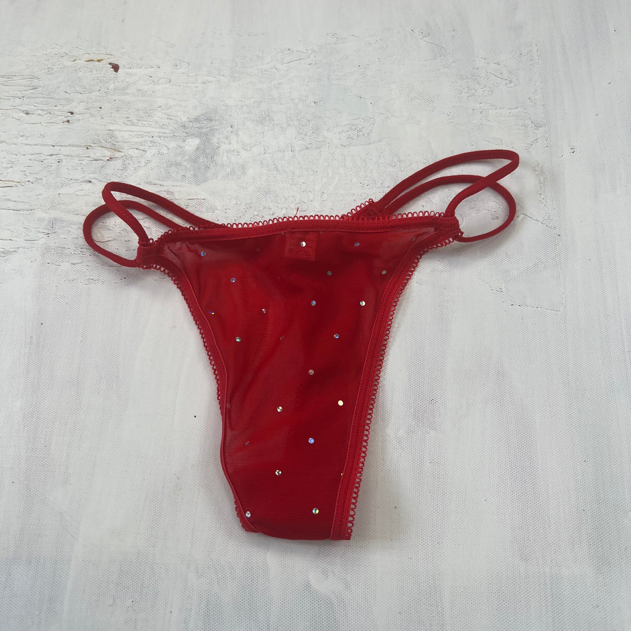PROM SEASON DROP | small red thong with diamanté detail