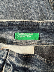 gilmore girls | small blue old label united colors of benetton front split denim midi skirt