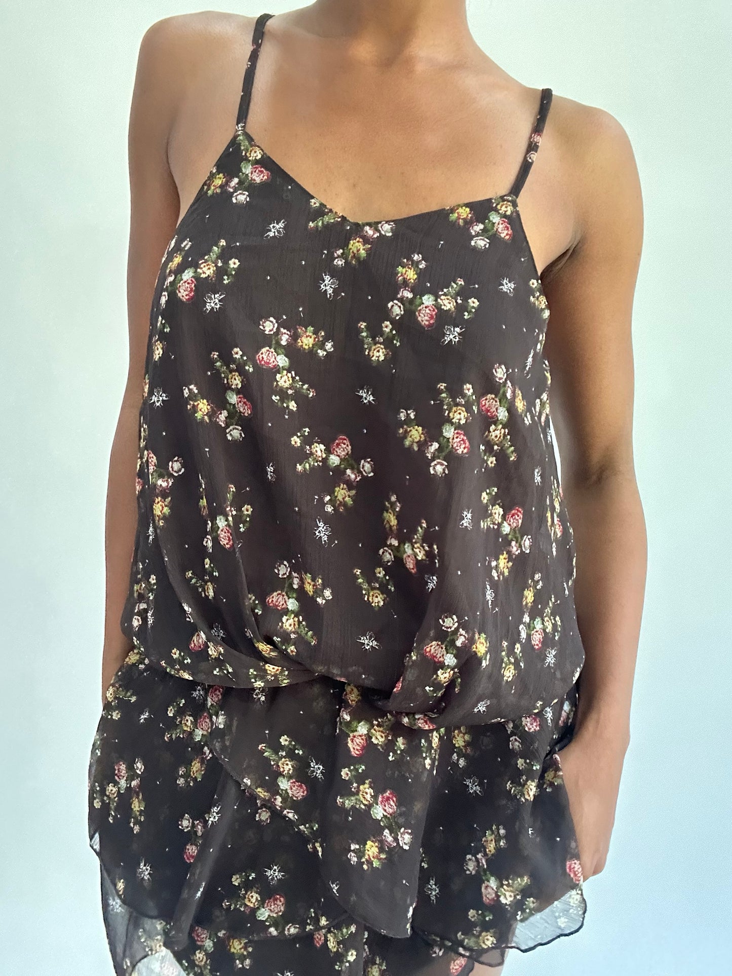 french summer drop | small brown romper style mini dress