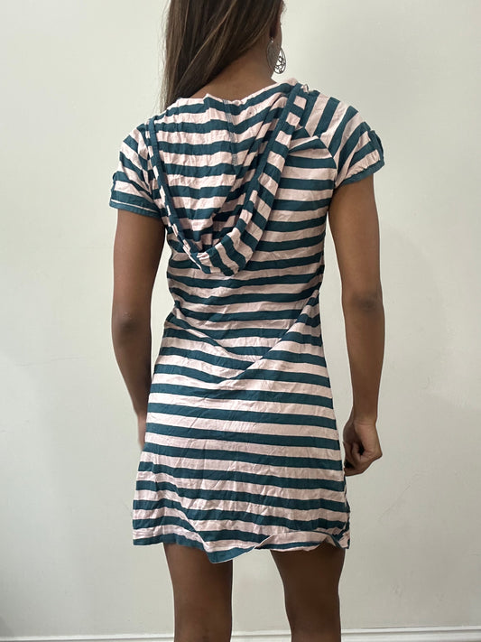2016 edit | small pink and teal adidas stripy hooded mini dress