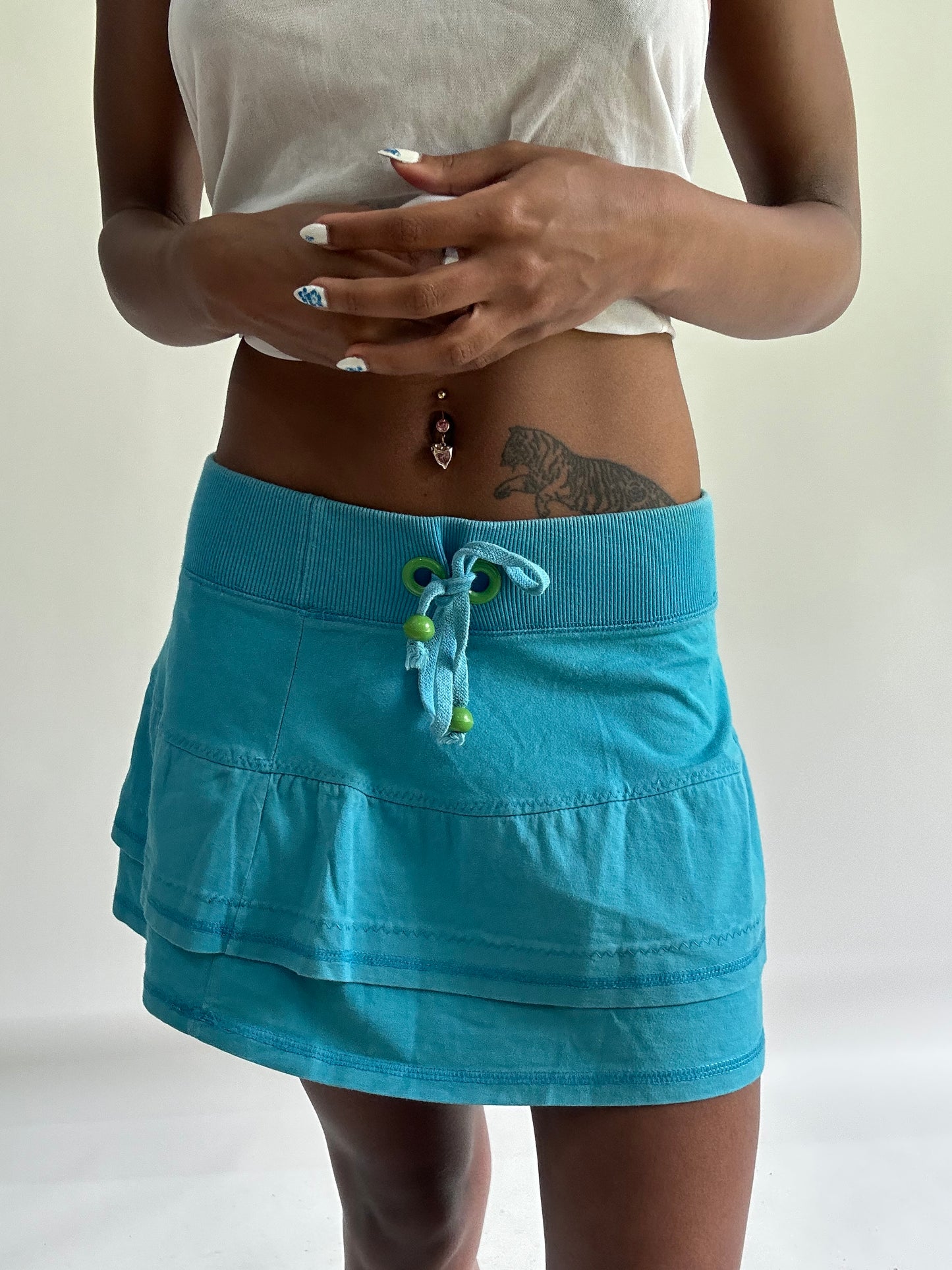 sailor drop | small blue jersey drawstring mini skirt