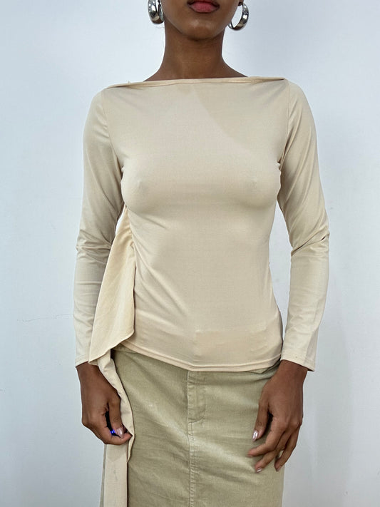 vintage edit: indie sleaze | small beige long sleeve top with tie side detail