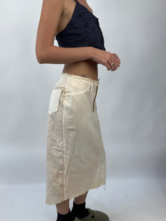 💻COASTAL COWGIRL DROP | small peach / off white maxi skirt