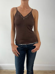 GIRLBAND DROP | small brown cami with sequin trim