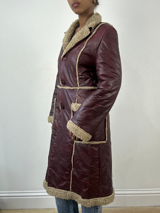 winter edit | medium burgundy faux leather trench coat