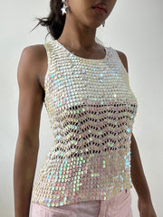 BEST PICKS | small white sequin crochet cami top