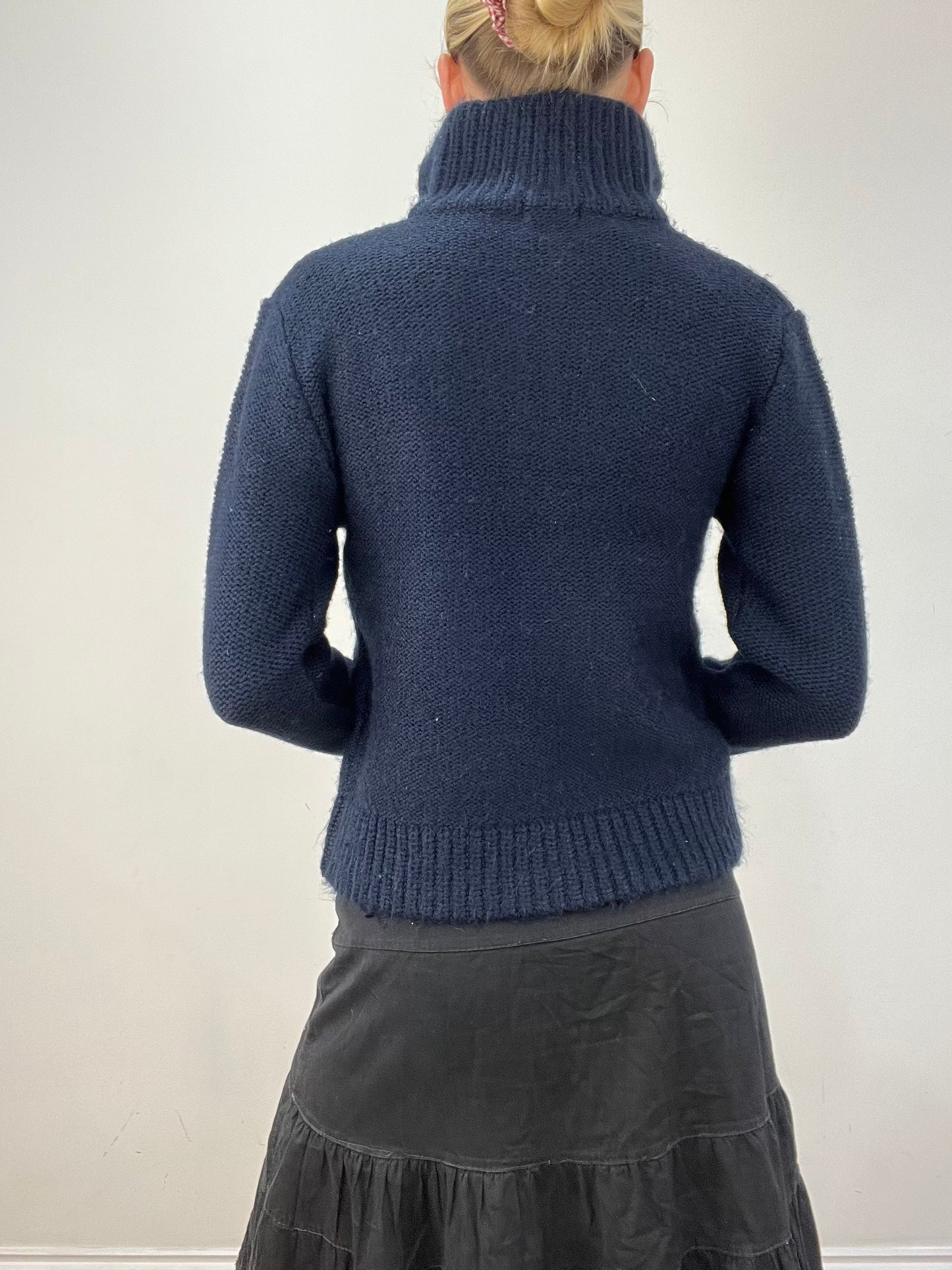 vintage edit twelve | small navy knitted dual zip jumper