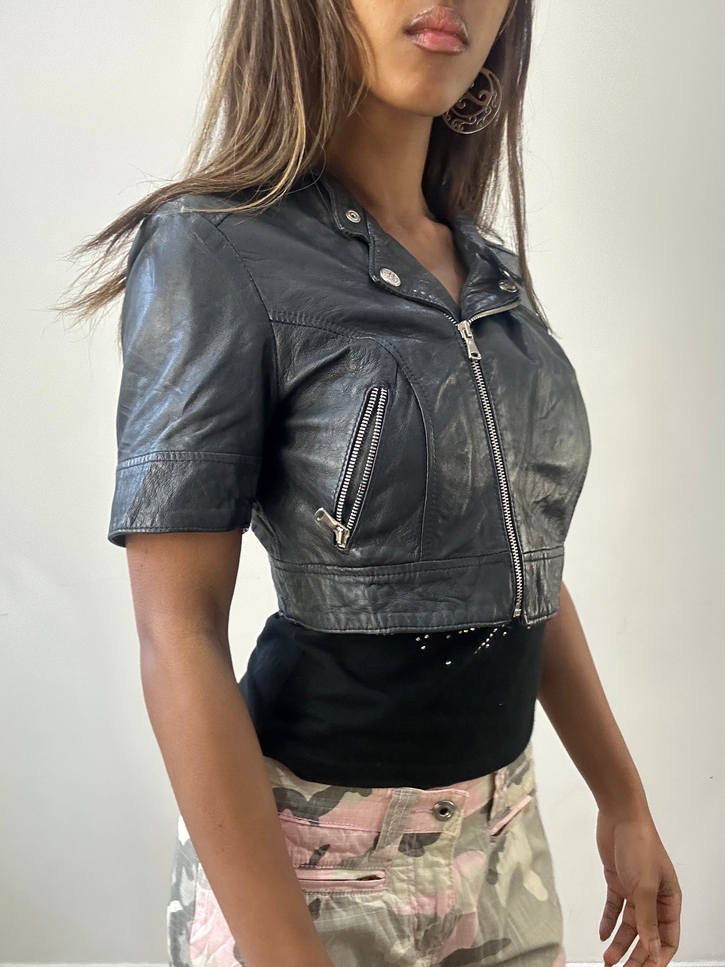 2016 edit | extra small black cropped leather style jacket