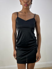 MOB WIFE DROP | small black mini dress with v neckline