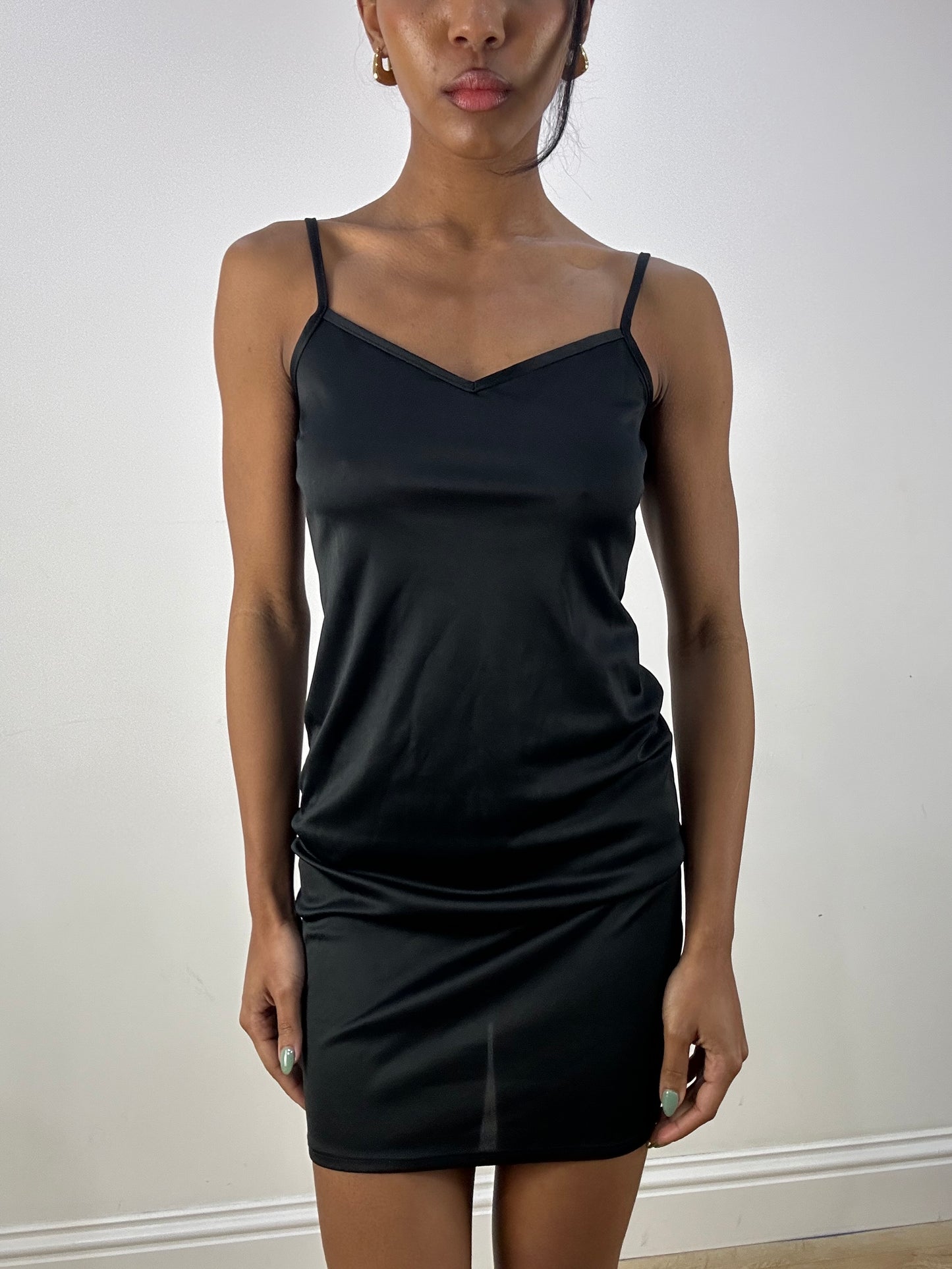 MOB WIFE DROP | small black mini dress with v neckline