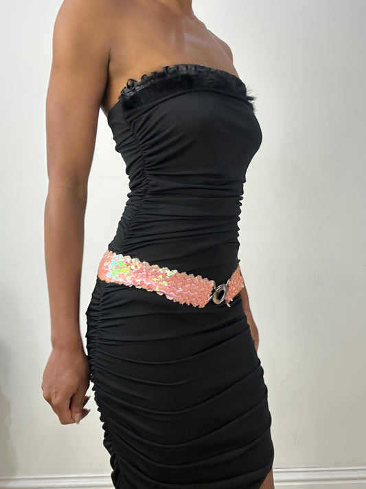 ‼️vintage edit: halloween | pink sequin belt with silver loop hardware