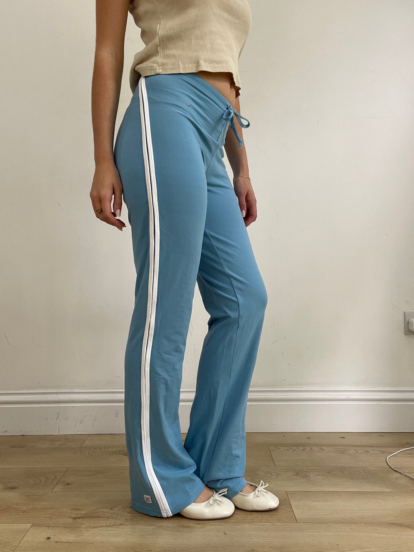 💻💚vintage edit twenty-four | small baby blue nike tracksuit bottoms with white stripes