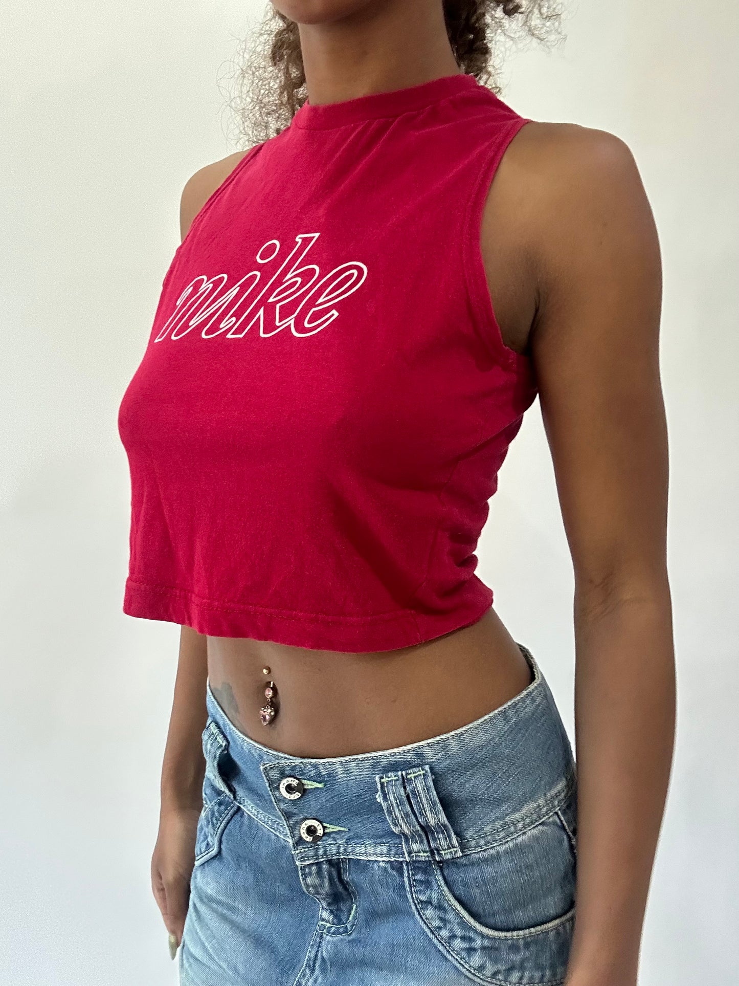 wag drop | small red nike cropped tank top