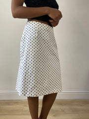 vintage edit twenty-seven | Pequeno preto e branco polka dot midi skirt