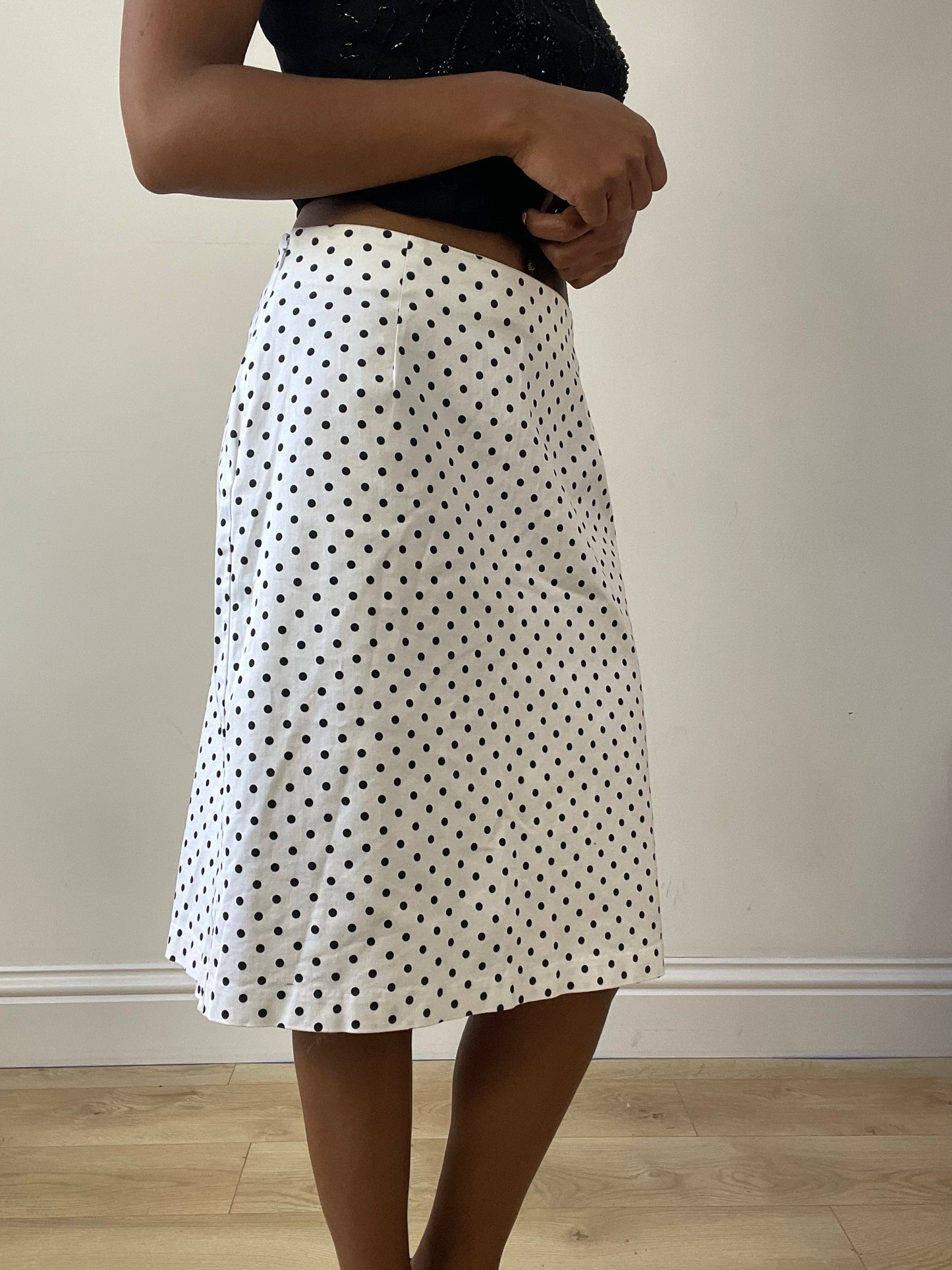 vintage edit twenty-seven | small black and white polka dot midi skirt