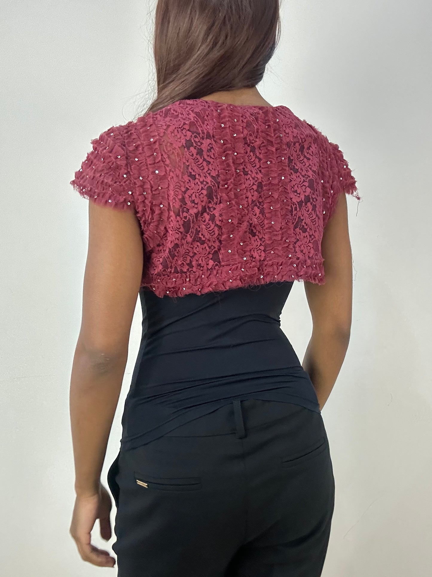 vintage edit thirty-three | small pink lace bolero with ruffle details