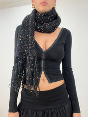 💻 vintage editar cuatro | bufanda de punto negro trabajo multicolor bobble detail