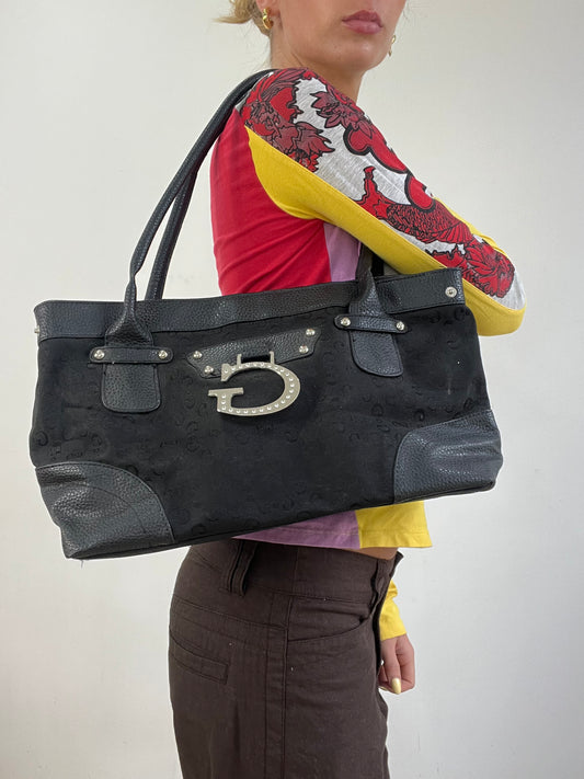 vintage edit eleven | black monogram guess style handbag