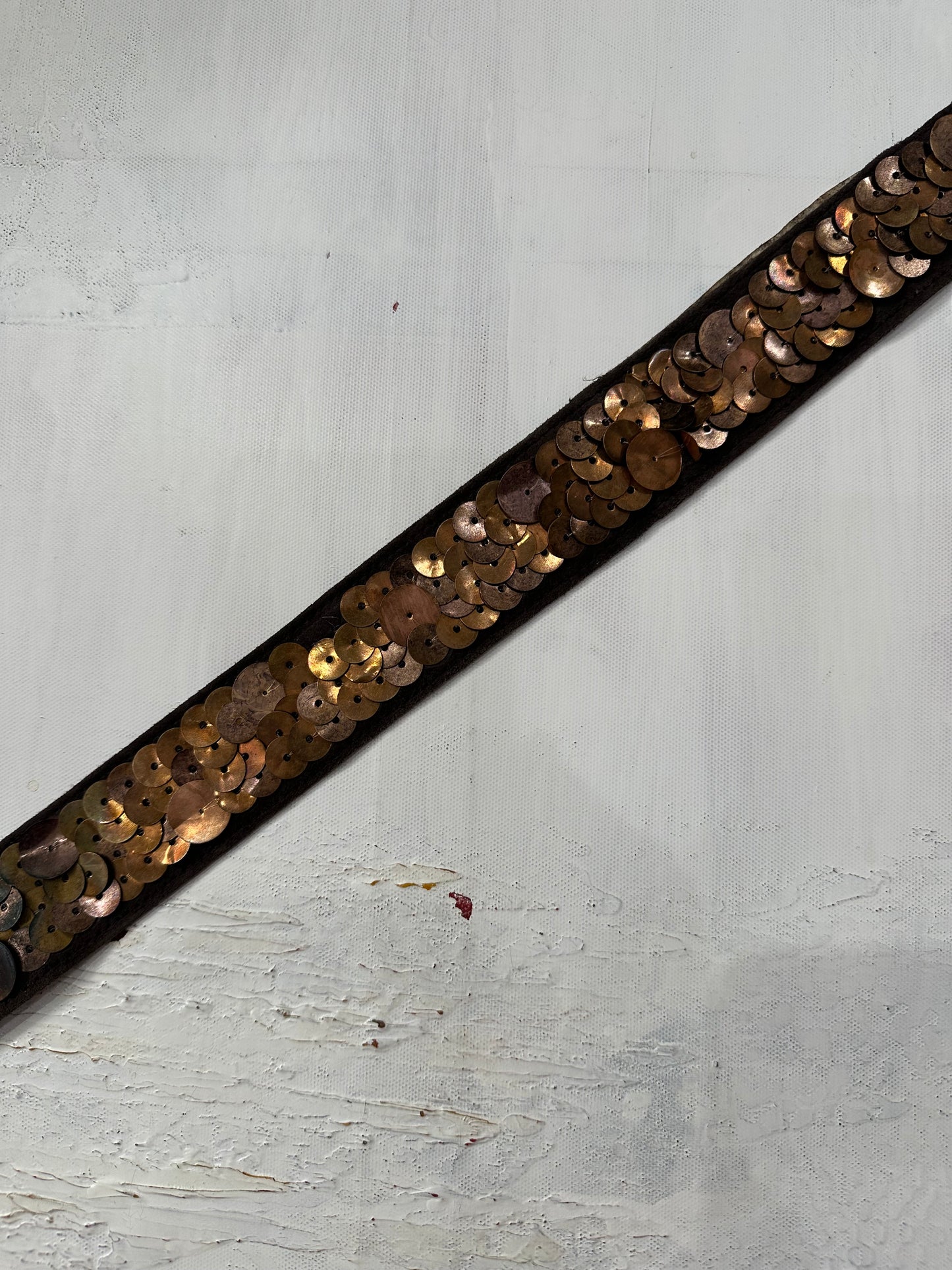 midsummer edit | one size brown faux suede sequin belt