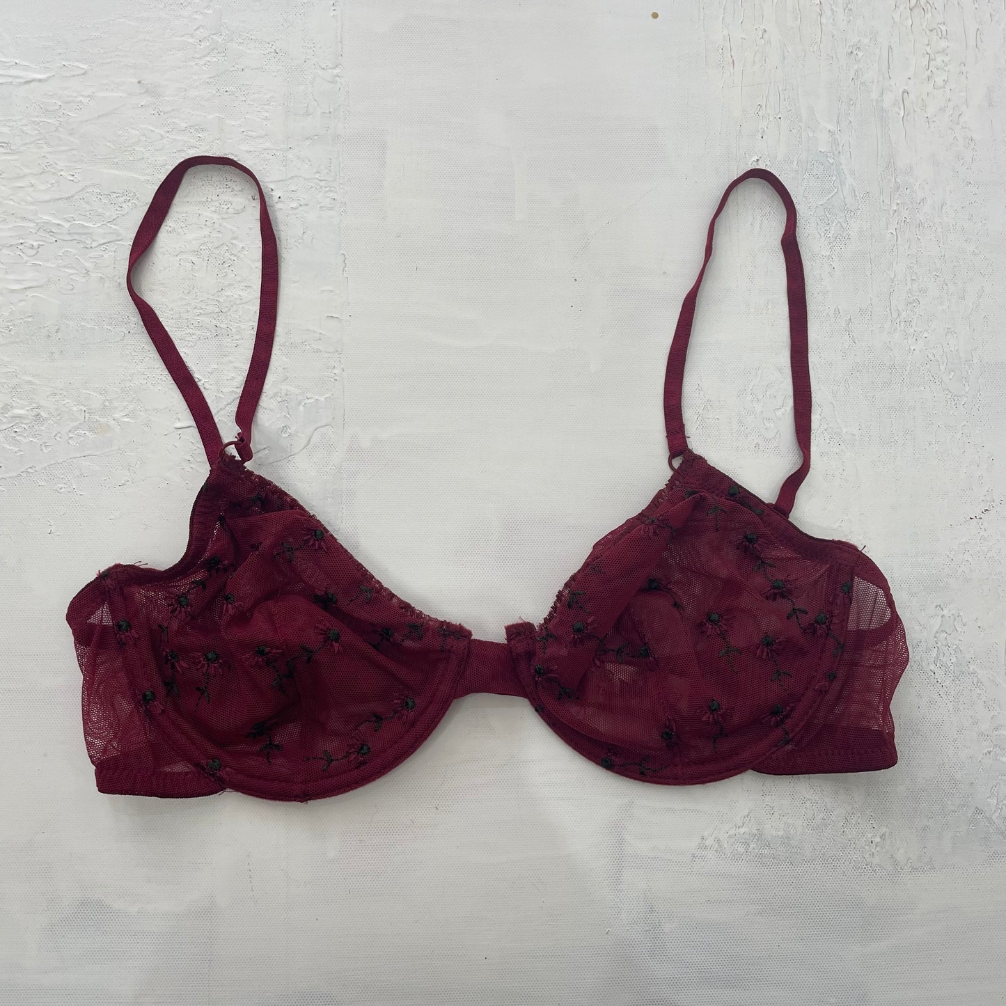 GRUNGE COQUETTE DROP | small burgundy mesh bra