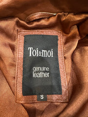 vintage edit thirty-three | small brown leather trenchcoat jacket