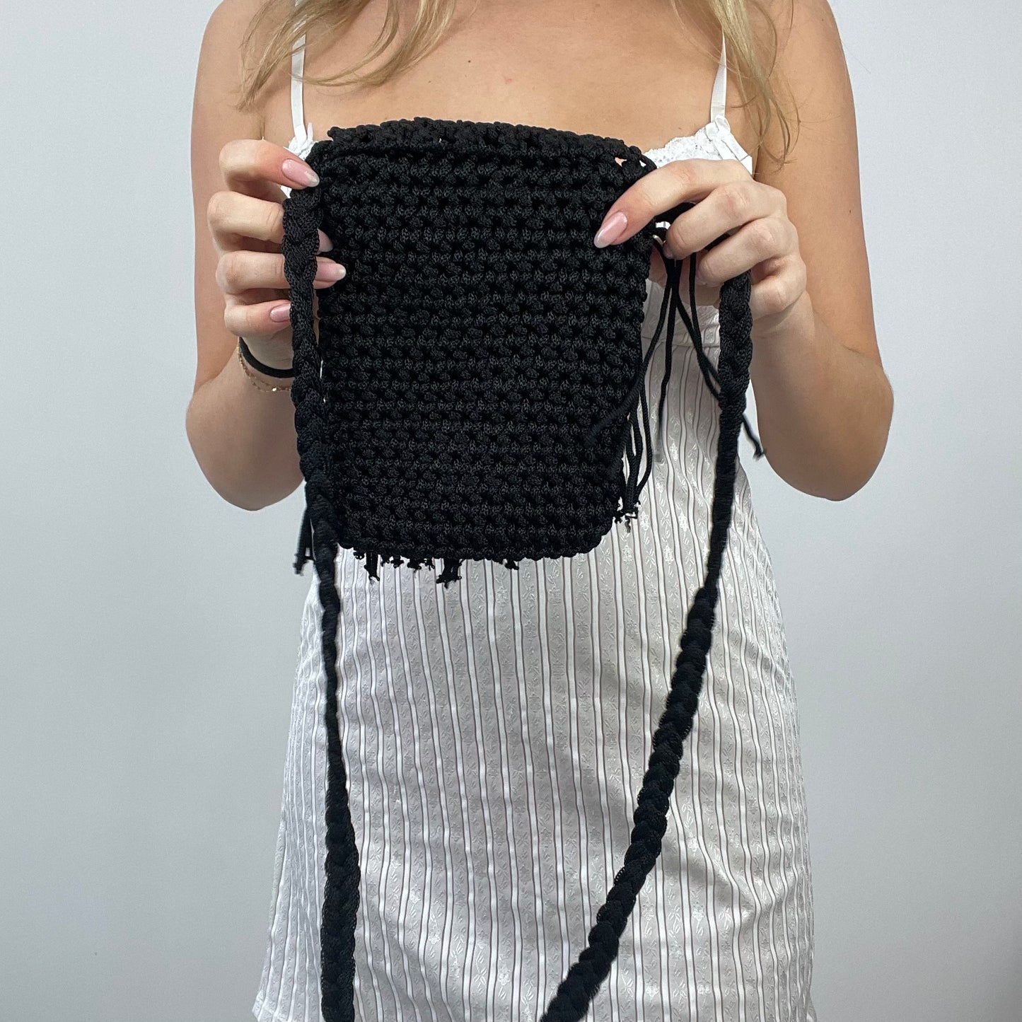 ETHEREAL GIRL DROP | black beaded crossbody bag