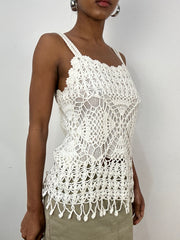 vintage edit: indie sleaze | small white crochet cami top