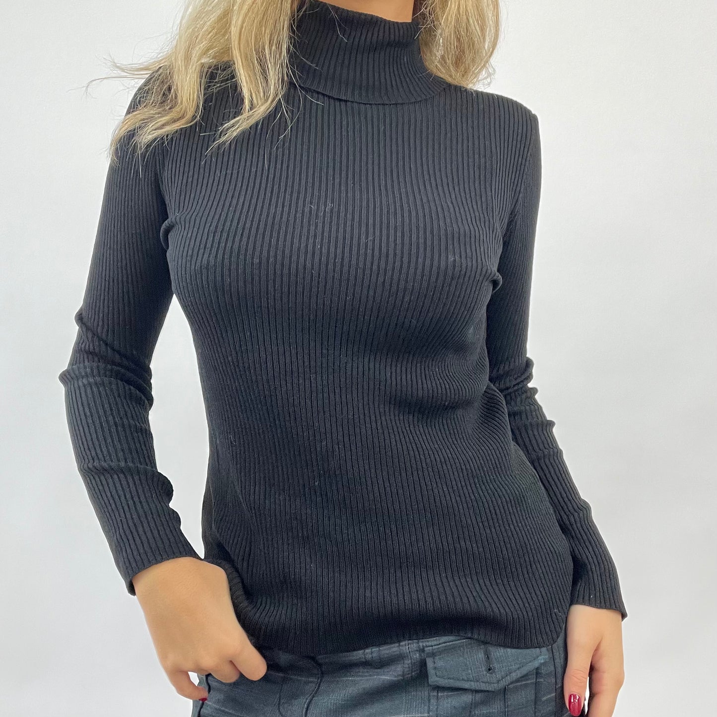 CORPCORE DROP | small black ribbed knit turtleneck jumper
