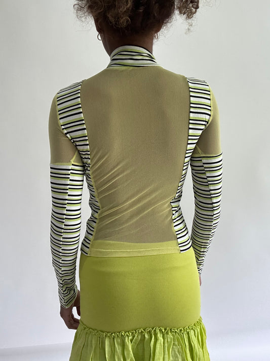 sailor drop | small green and black stripe long sleeve top