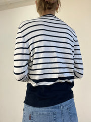 💻BEST PICKS | small white and navy striped cardigan